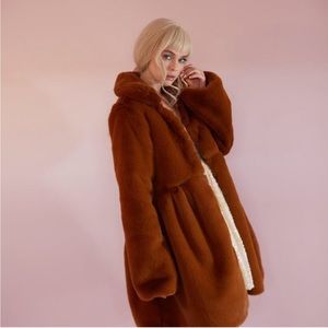 Brown Selkie Babydoll Fur Coat